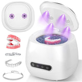 3-Cleaning Modes Ultrasonic Rechargeable Cleaner with Stainless Steel Tank for Retainers White