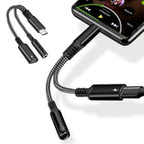 2-in-1 Type-C Audio and Charging Adapter for USB-C Devices with 30W Fast Charge Black