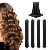 4PCS Heatless Hair Curlers Set for Overnight Styling No-Damage Hair Tools Black