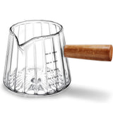 180ml Ribbed Glass Measuring Cup with Engineered Wood Handle Clear