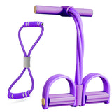 Resistance Bands-6 Tube Pedal Ankle Puller for Strength Training Home Gym Exercise Equipment Purple