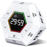 Visual Flip Timer Adjustable Sound Alert Countdown Machine for Office Study Work White