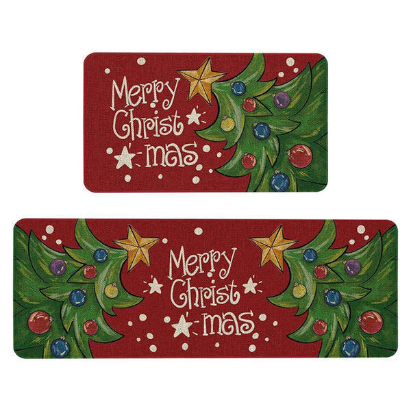 2PCS Christmas Floor Mats Set – Non-Slip Rugs for Kitchen Bathroom Living Room and Doorway Style 3