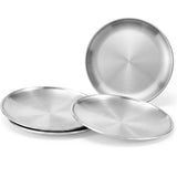 4Pcs Stainless Steel Pet Bowls Durable Shallow Pet Feeding Dishes Easy to Clean Silver