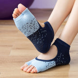 5 Pairs of Open Toe Socks Yoga Pilates Toeless Socks with Grips for Barre Ballet Dance