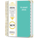 2026 A5 Planner Daily Weekly Monthly Organizer Notebook January–December Calendar Cyan