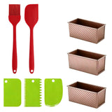 3Pcs Bread Pan with Lids Non-Stick Carbon Steel Pan with Brush and Scraper for Baking