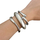 3Pcs Women’s Chunky Bangle Bracelets – Wide Stackable Wrist Cuffs Fashion Jewelry Gift Silver