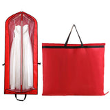 180cm Non Woven Garment Bag for Wedding Dresses Foldable Dust Cover with Clear Viewing Window Red
