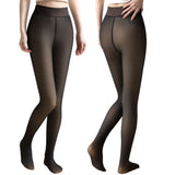 Women Winter Tights Pantyhose Trendy Fake Translucent Warm Stockings High Waisted Fleece Thick Leggings Black