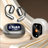 Wireless Open Ear Headphones  LCD Display Bluetooth 5.4 Earphones Touch Control Gray