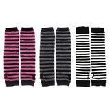 3 Pairs Long Fingerless Gloves Gloves Arm Cover Striped Cotton Wrist Sleeves Arm Warmer