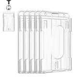 5PCS Clear Hard Plastic ID Card Holder Vertical Double Sides Badge Business Work
