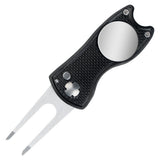 2PCS Magnetized Golf Divot Repair Tool with Pop-up Fork and Ball Marker Black