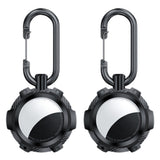 2-Pack TPU AirTag Holder with Keychain Shockproof Anti-Scratch Protective Case Black