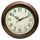 Silent Battery Operated Quartz Metal Wall Clock for Home Brown