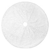 White Plush Christmas Tree Skirt Round Snowflake Base for Holiday Home Decor Style 1