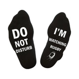 Pair of I'M WATCHING Unisex RUGBY Rugby Socks for Football Lover Black