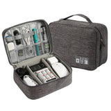 Large Travel Organizer Bag for Electronics with Adjustable Dividers Gray
