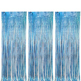 Set of 3Pcs 2M Fringe Curtain Backdrop Curtain Photo Booth Props Streamers Party Decorations Blue