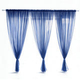 3 Piece Sheer Rod Pocket Curtains Polyester for Room Divider Blue