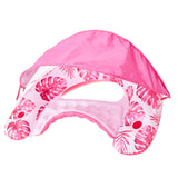 Inflatable Pool Floating Chair with Cup Holder Pool Chair Lounge Float with Adjustable Sun Shade Cover Pink