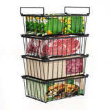 4 PCS Stackable Freezer Bins Clear Organizer with Folding Handles