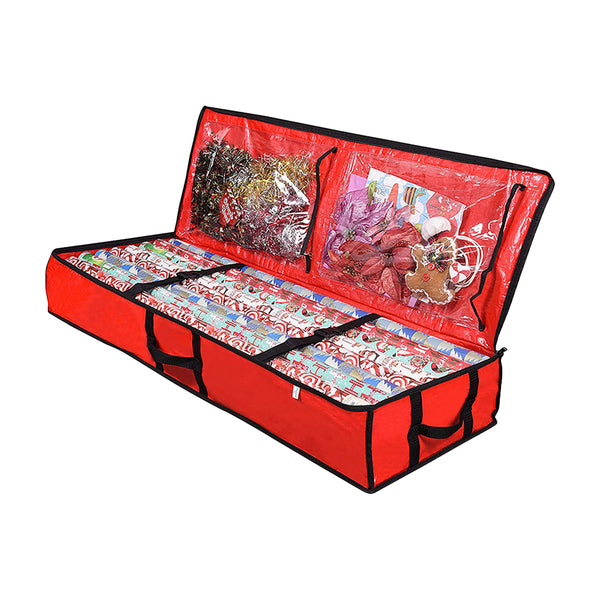 Christmas Storage Bag Xmas Wrapping Paper Storage Container Under Bed Organizer Bag Red