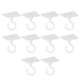 10 Pcs Adhesive Wall & Ceiling Decor Hook Heavy Duty No-Drill 360 Degree for Hanging Home White