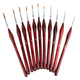 11 PCS Artist Paint Brush Detail Brush Set for Watercolor Acrylic Oil Red