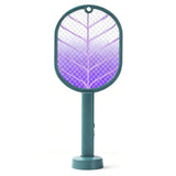 2-in-1 Electric USB Rechargeable Fly Swatter and Mosquito Killer Racket Green