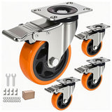 4 PCS Swivel Caster Wheels with Brake for Table Trailer Saw Table Stage Toolbox