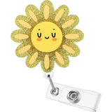 Cute Badge Clip Reel Retractable for Students Teachers Staff Yellow
