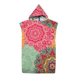 Mandala Beach Poncho Quick Dry Beach Towel Hooded Changing Robe Style 1