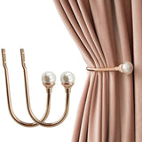 2Pcs U Shape Home Harmony Decorative Curtain Holdbacks with Screws Gold