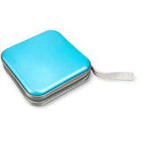 Water-Resistant 40-Disc CD Storage Case Hard Shell CD Holder with Individual Sleeves Zipper Organizer for Music Games Data Discs Light Blue