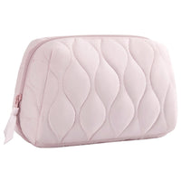 Travel Makeup Bag Puffy Padded Cosmetic Organizer Case Wide Opening Toiletry Pouch Pink