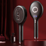 Rechargeable Electric Scalp Massager Comb with Red Light Therapy and LCD Display Black