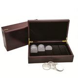 50PCS Coin Capsules Storage Box with Wooden Case Holder Collection Display Tool