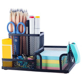 3 Compartment Mesh Pen Holder Desk Organizers Pencil Holder for Desk Black