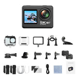 5K 30FPS Action Camera with Waterproof Case Dual Screens and EIS Stabilization