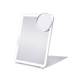 Dimming Folding Lighted Makeup Mirror Rechargeable Vanity Mirror with 10X Magnifying Mirror Whtie