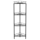 4 Tier Floor Standing Corner Shower Caddy Organizer Shelf with Hooks