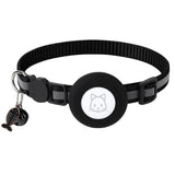 Reflective Cat Collar with AirTag Holder Adjustable Breakaway Pet Collar with Bell for Cats and Small Pets Black