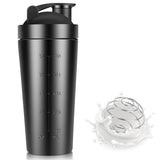 750ml 304 Stainless Steel Workout Gym Protein Mixer Shaker Bottle Cup Drink Mixer Black