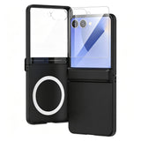 Case and Screen Protector Compatible With Samsung Galaxy Z Flip 8 with Hinge Cover Black