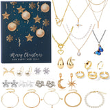24PCS Christmas Jewelry Advent Calendar with Bracelet Necklace Rings & Earrings Style 2
