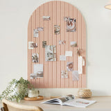 Arched Felt Bulletin Board Large with 30 Push Pins for Office Home School Pink