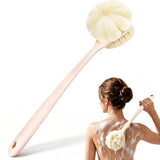 2 in 1 Back Scrubber for Shower with Loofah for Cleanse Back and Hard to Reach Areas Pink