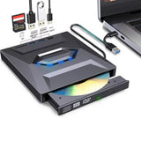 7-in-1 External CD DVD Drive USB3.0 Type-C Writer Burner Player for Laptop Windows